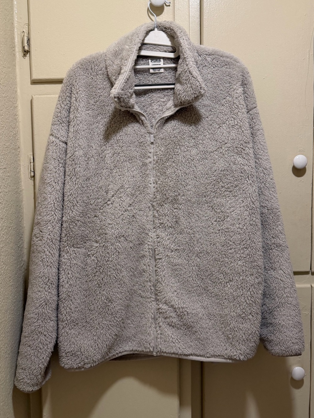 XL PINK Victoria's Secret Plush Sherpa 1/4 zip pullover Jacket. Side pockets